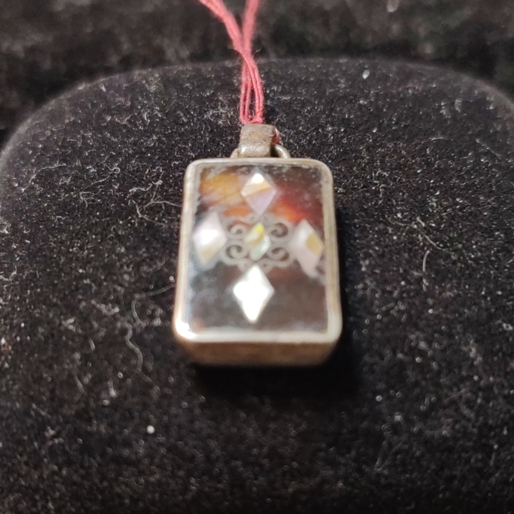 Vintage Mother Of Pearl Sterling Silver Pendent